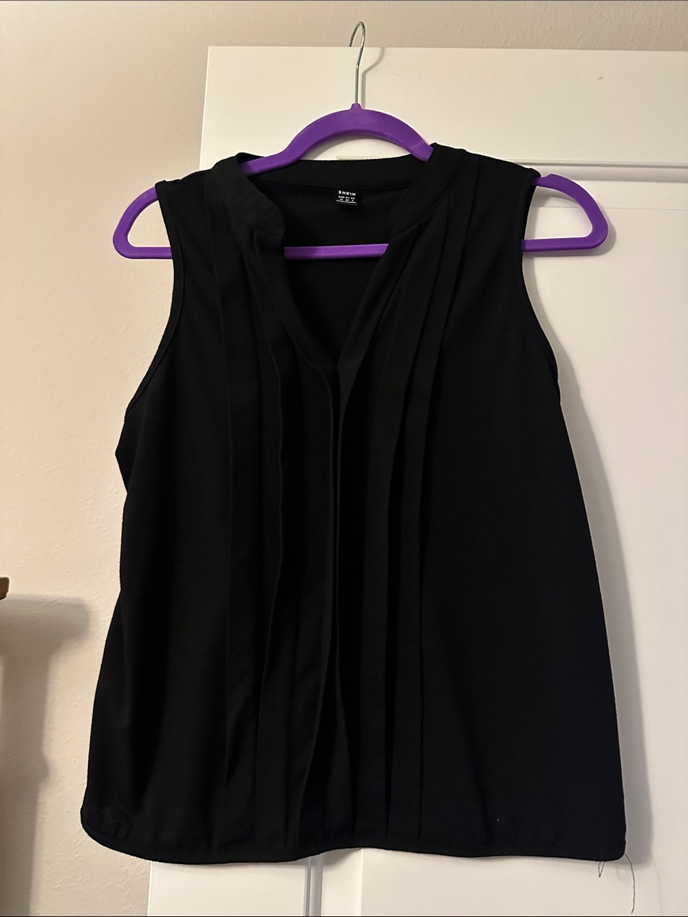 Classic Black Sleeveless Pleated Women’s Top NWOT